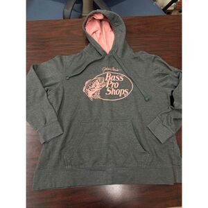 Bass Pro Shops Johnny Morris Kids Grey and Pink Hoodie Size Large